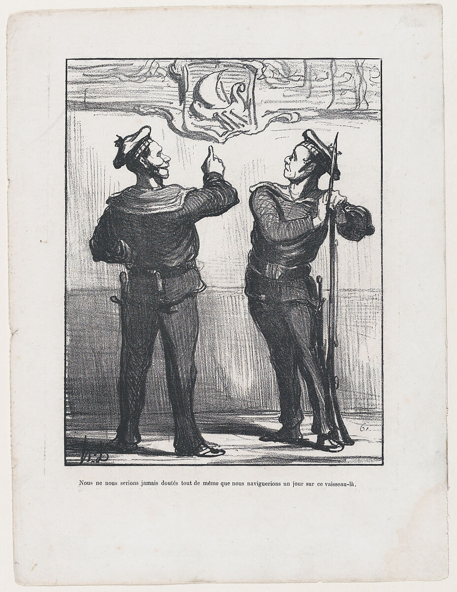 We would have never thought that one day we would sail on this vessel, from 'News of the day,' published in "L'Album du Siège", Honoré Daumier (French, Marseilles 1808–1879 Valmondois), Lithograph on wove paper; third state of three (Delteil) 