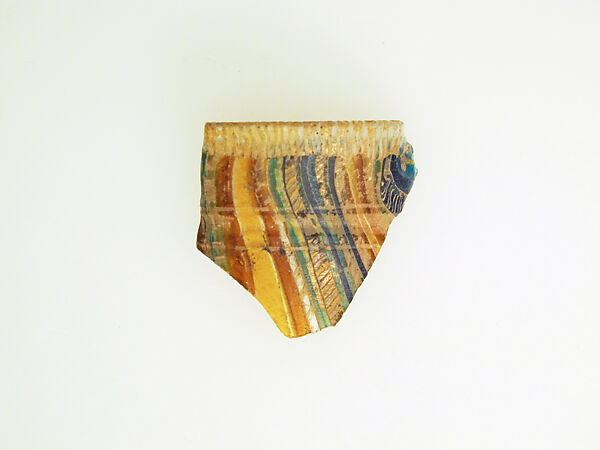 Glass striped mosaic cup fragment, Glass, Roman 