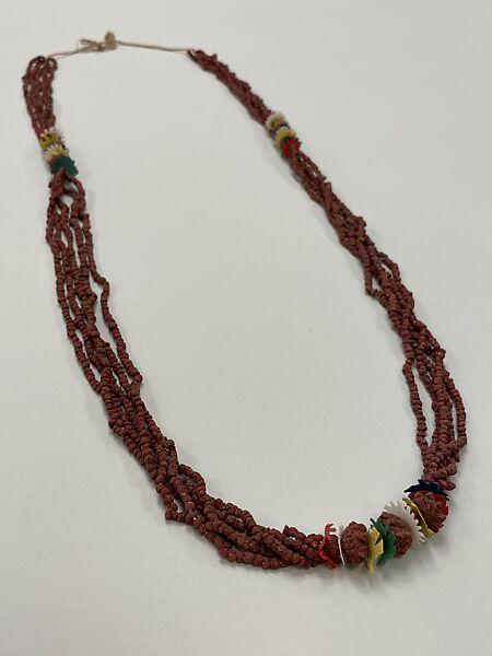 Necklace, five strands magenta-colored seeds, Seeds, plastic, Maure