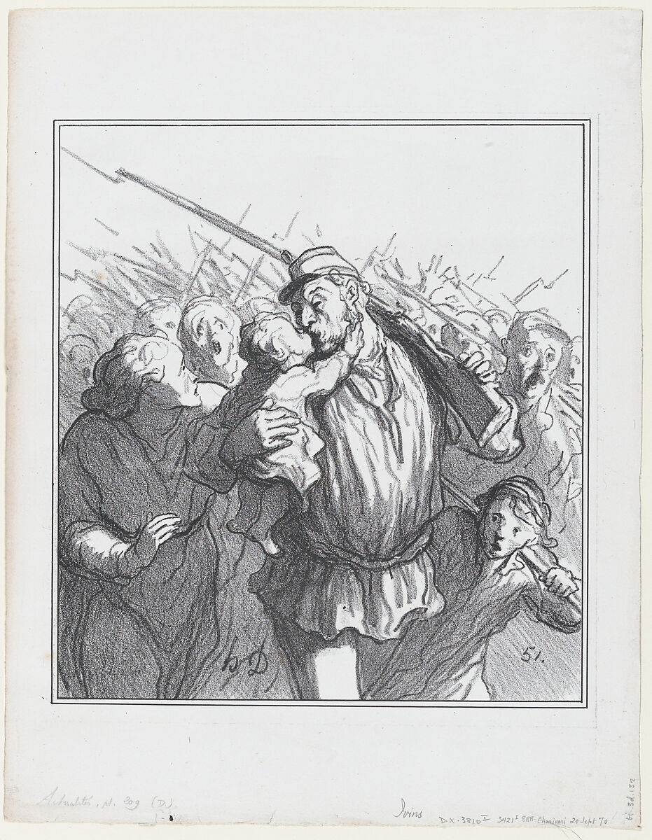 The Republic calls us! Let us be victorious or die, from 'News of the day,' published in Le Charivari, September 20, 1870, Honoré Daumier (French, Marseilles 1808–1879 Valmondois), Lithograph on wove paper; first state of two (Delteil) 