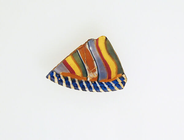 Glass striped mosaic lens-shaped dish fragment, Glass, Roman 