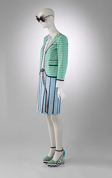 Ensemble, Thom Browne (American, born 1965), (a) wool, cotton, silk, metal, (b, c) leather, synthetic, metal, (d) plastic, American