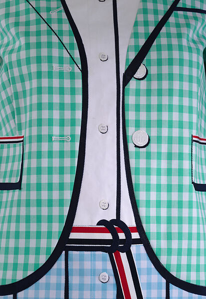 Ensemble, Thom Browne (American, born 1965), (a) wool, cotton, silk, metal, (b, c) leather, synthetic, metal, (d) plastic, American