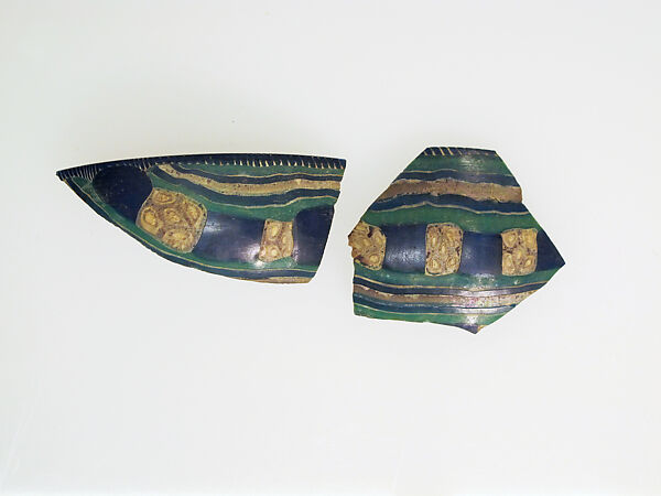 Glass striped mosaic bowl fragments, Glass, Roman 