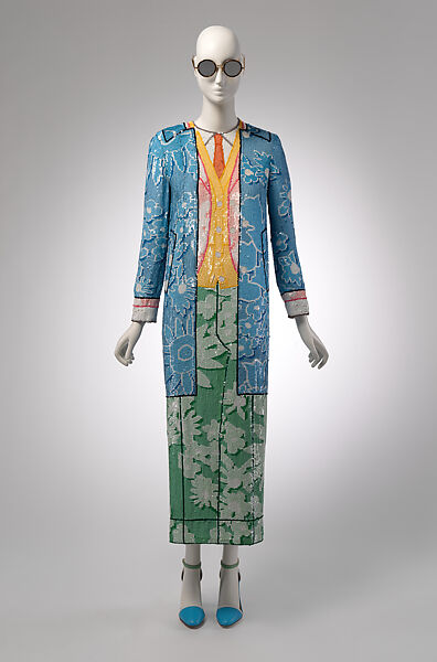 Ensemble, Thom Browne (American, born 1965), (a) silk, synthetic fiber, metal, (b, c) leather, synthetic, metal, (d, e) leather, metal, (f) plastic, metal, (g, h) wool, (i, j) silk, American