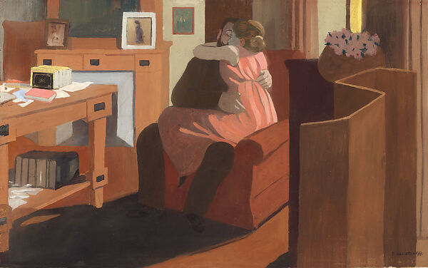 Five O’Clock or Intimacy (Cinq heures ou Intimité), Félix Vallotton (Swiss, Lausanne 1865–1925 Paris), Distemper on cardboard 