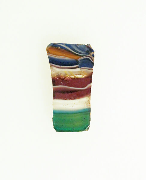 Glass striped mosaic body fragment, Glass, Roman 