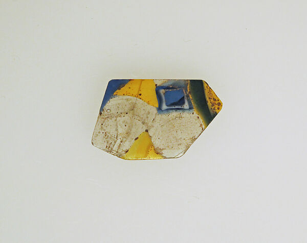 Glass mosaic vessel fragment, Glass, Roman 