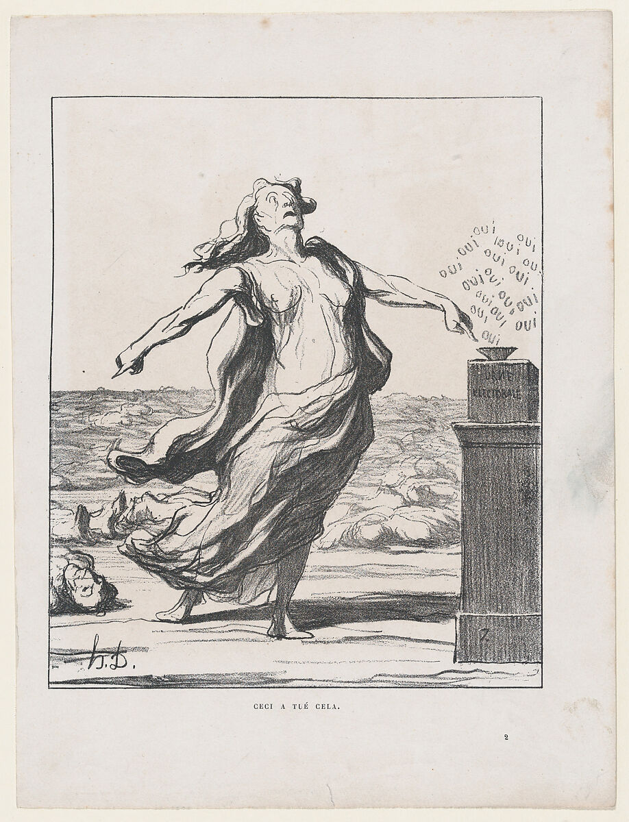 These are responsible for those, from 'News of the day,' published in "Le Charivari", Honoré Daumier (French, Marseilles 1808–1879 Valmondois), Lithograph on newsprint; second state of four (Delteil) 