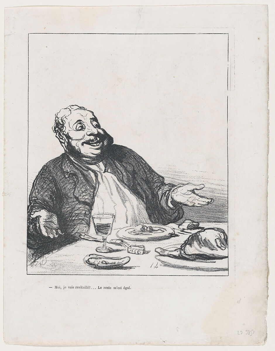 As for me, I am full... Never mind the rest, published in "L'Album du Siège", Honoré Daumier (French, Marseilles 1808–1879 Valmondois), Lithograph on wove paper; third state of three (Delteil) 