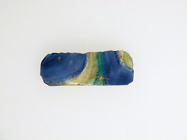 Glass mosaic body fragment, Glass, Roman 