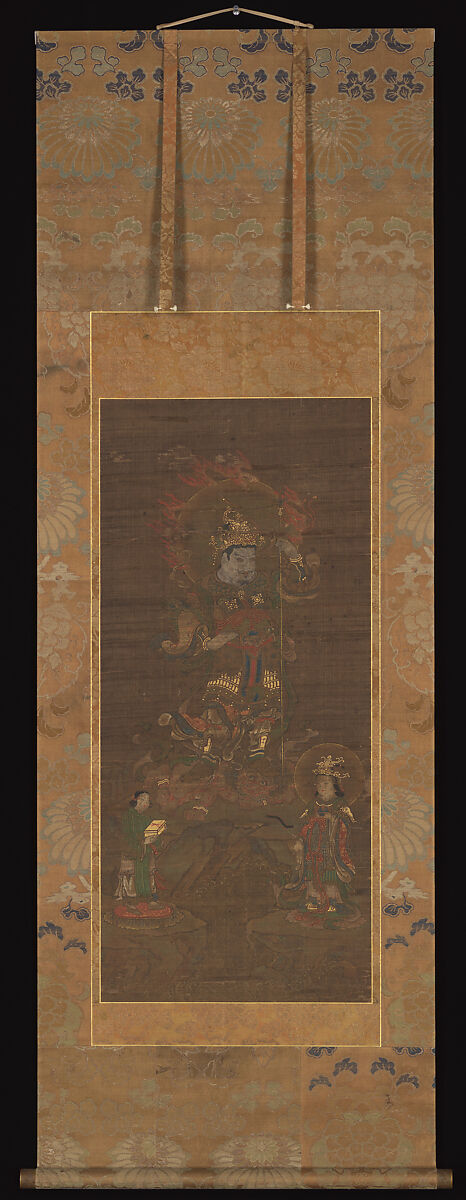 Mount Kurama Mandala: Bishamonten Triad, Unidentified Artist, Hanging scroll; ink, color, and gold on silk, Japan