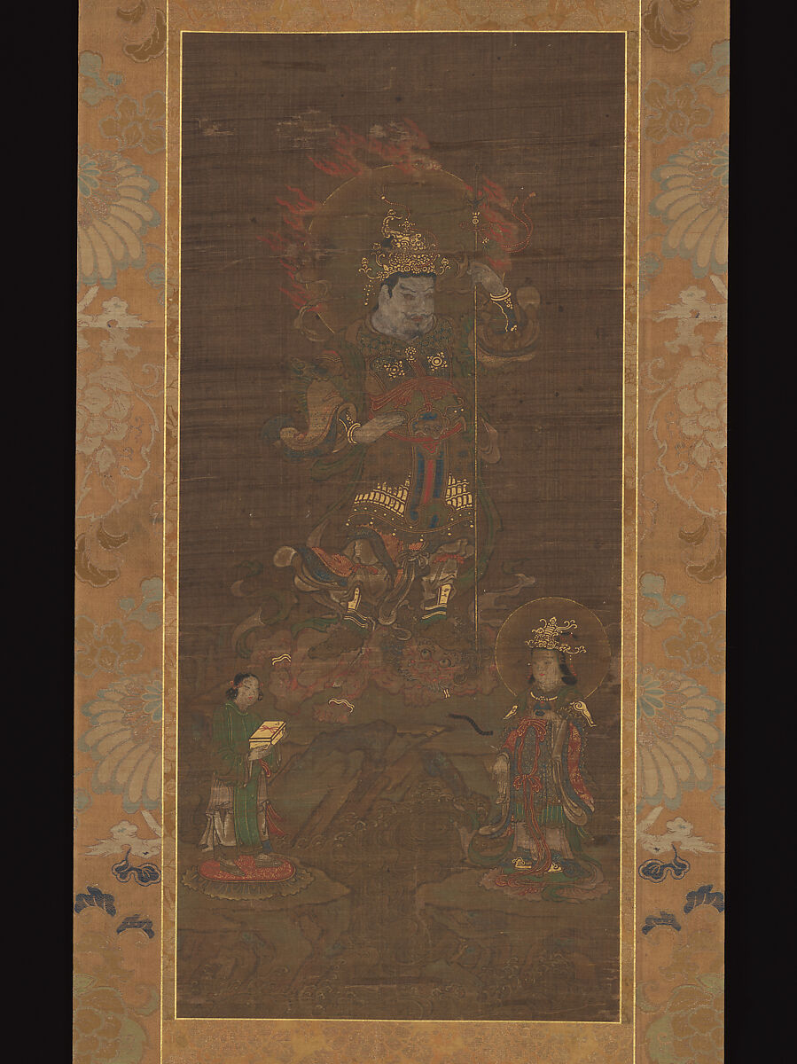 Mount Kurama Mandala: Bishamonten Triad, Unidentified Artist, Hanging scroll; ink, color, and gold on silk, Japan 