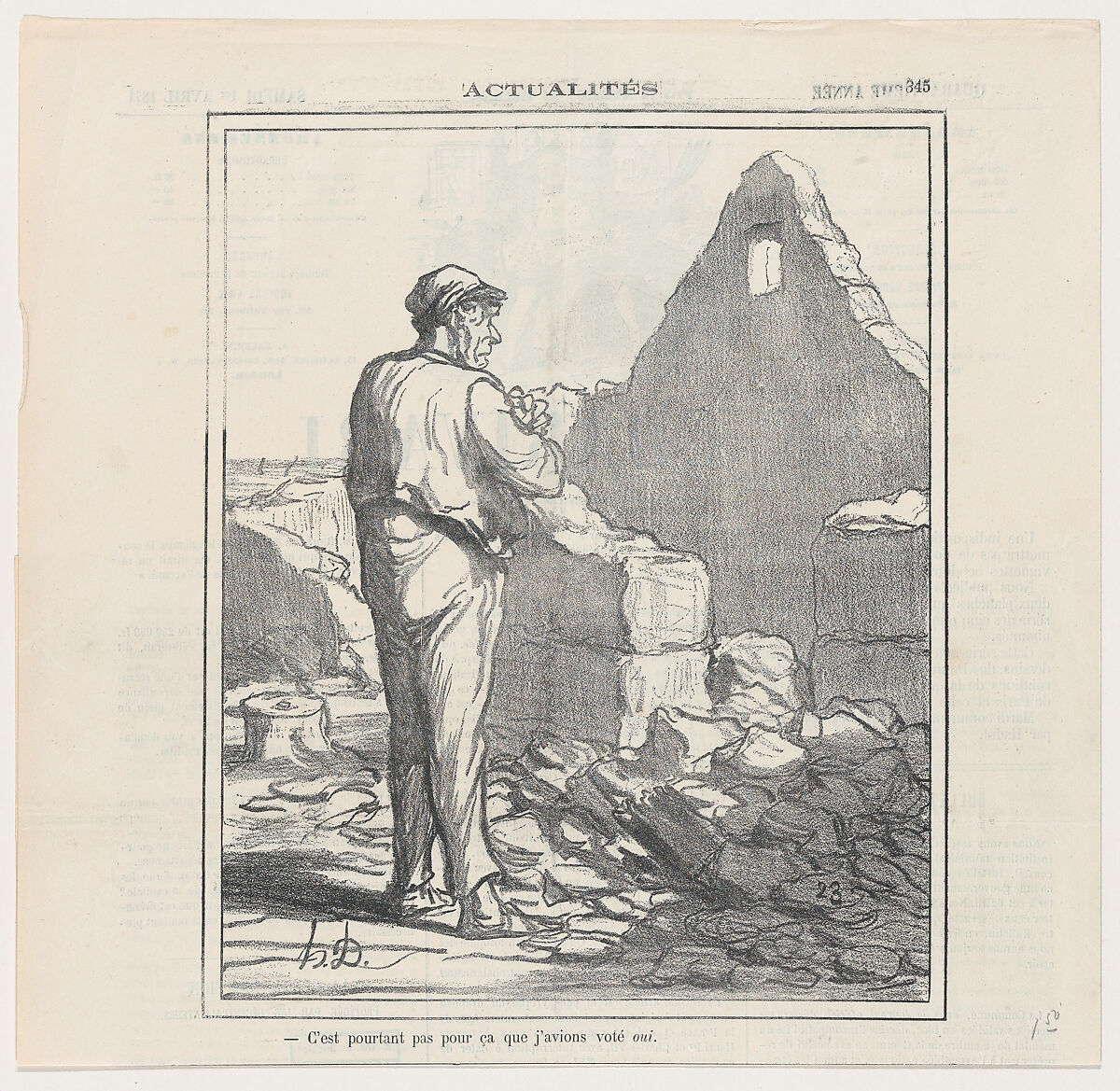 I didn't vote yes for this!, from "News of the day", Honoré Daumier (French, Marseilles 1808–1879 Valmondois), Lithograph on newsprint; second state of two (Delteil) 
