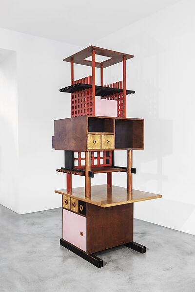 Tower Furniture for the House with the Little Chinese Girl, Mario Tchou Residence, Milan, Ettore Sottsass (Italian (born Austria), Innsbruck 1917–2007 Milan), Wood, paint and gold leaf 