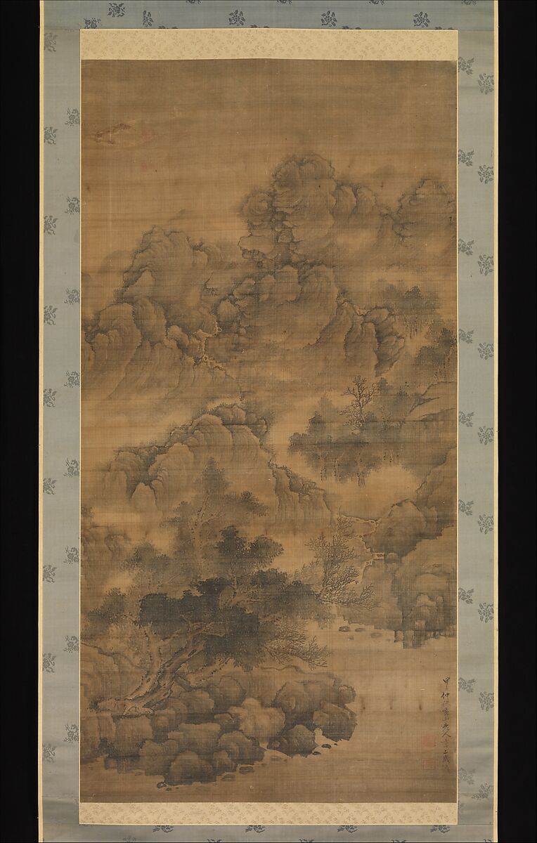 Cloudy Mountains, Fa Ruozhen (Chinese, 1613–1696), Hanging scroll, ink and color on silk, China 