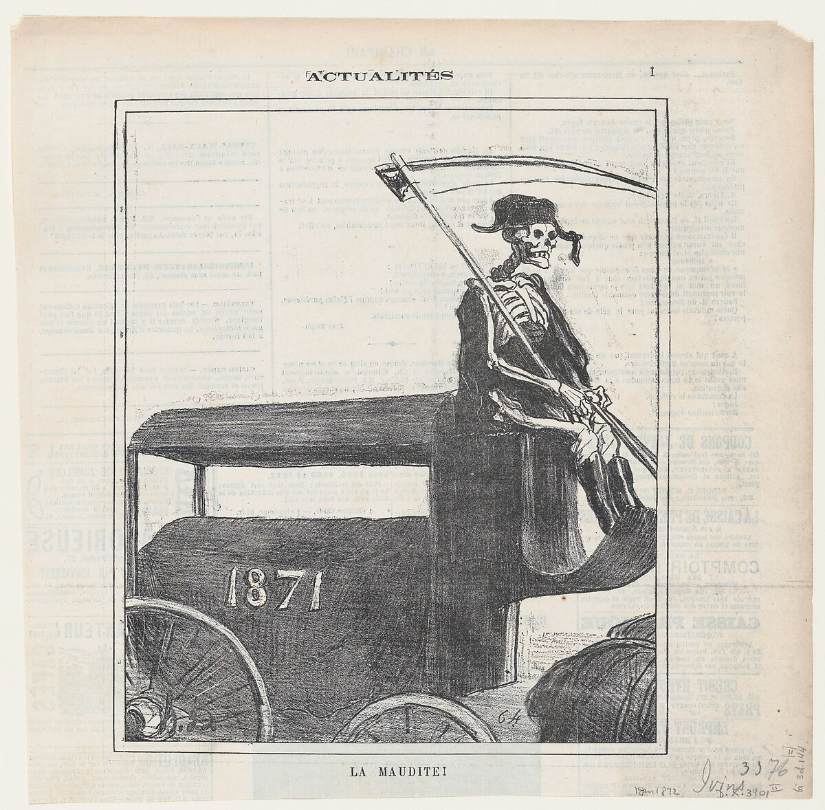 The cursed year!, from 'News of the day,' published in Le Charivari, January 1, 1872, Honoré Daumier (French, Marseilles 1808–1879 Valmondois), Lithograph on newsprint; second state of two (Delteil) 