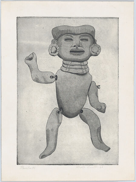 A pre-hispanic articulated doll, from "Titeres Populares Mexicanos" (Mexican popular puppets), Lola Cueto (Mexican, 1897–1978), Aquatint, proof 