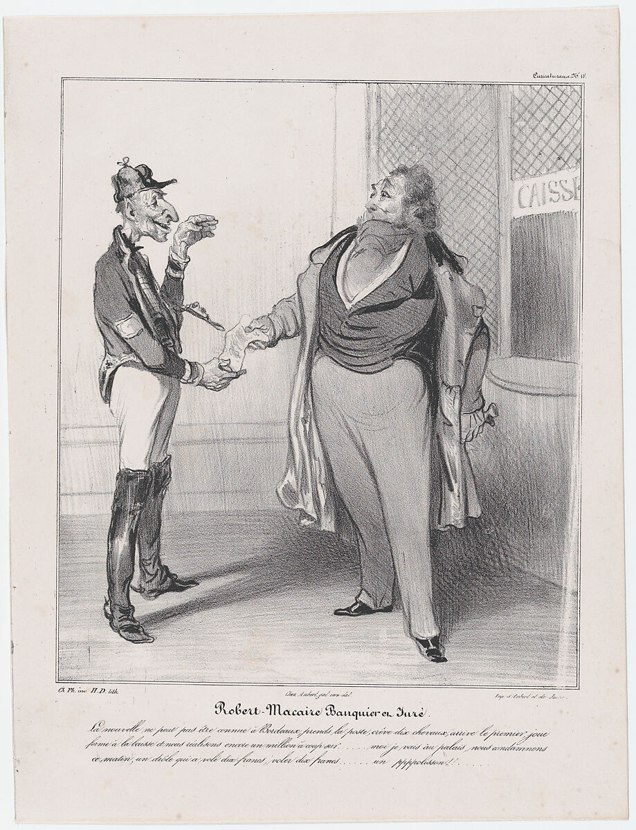 Plate 18: Robert Macaire, banker and juror, from 'Caricaturana,' published in Les Robert Macaires, Honoré Daumier (French, Marseilles 1808–1879 Valmondois), Lithograph on wove paper; second state of two (Delteil) 