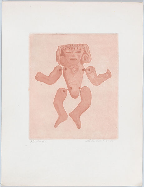 A pre-hispanic articulated doll, from "Titeres Populares Mexicanos" (Mexican popular puppets), Lola Cueto (Mexican, 1897–1978), Aquatint, proof impression printed in brown (final state) 