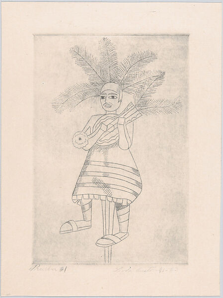 A Ritual Dancer, from "Titeres Populares Mexicanos" (Mexican popular puppets), Lola Cueto (Mexican, 1897–1978), Etching, proof impression before aquatint, first state 