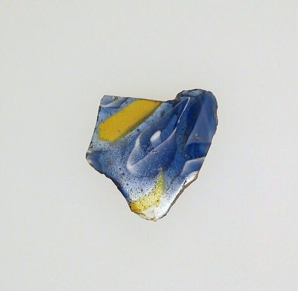 Glass mosaic ribbed bowl fragment, Glass, Roman 