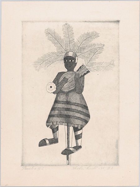 A Ritual Dancer, from "Titeres Populares Mexicanos" (Mexican popular puppets), Lola Cueto (Mexican, 1897–1978), Etching, proof impression with partial aquatint, second state 