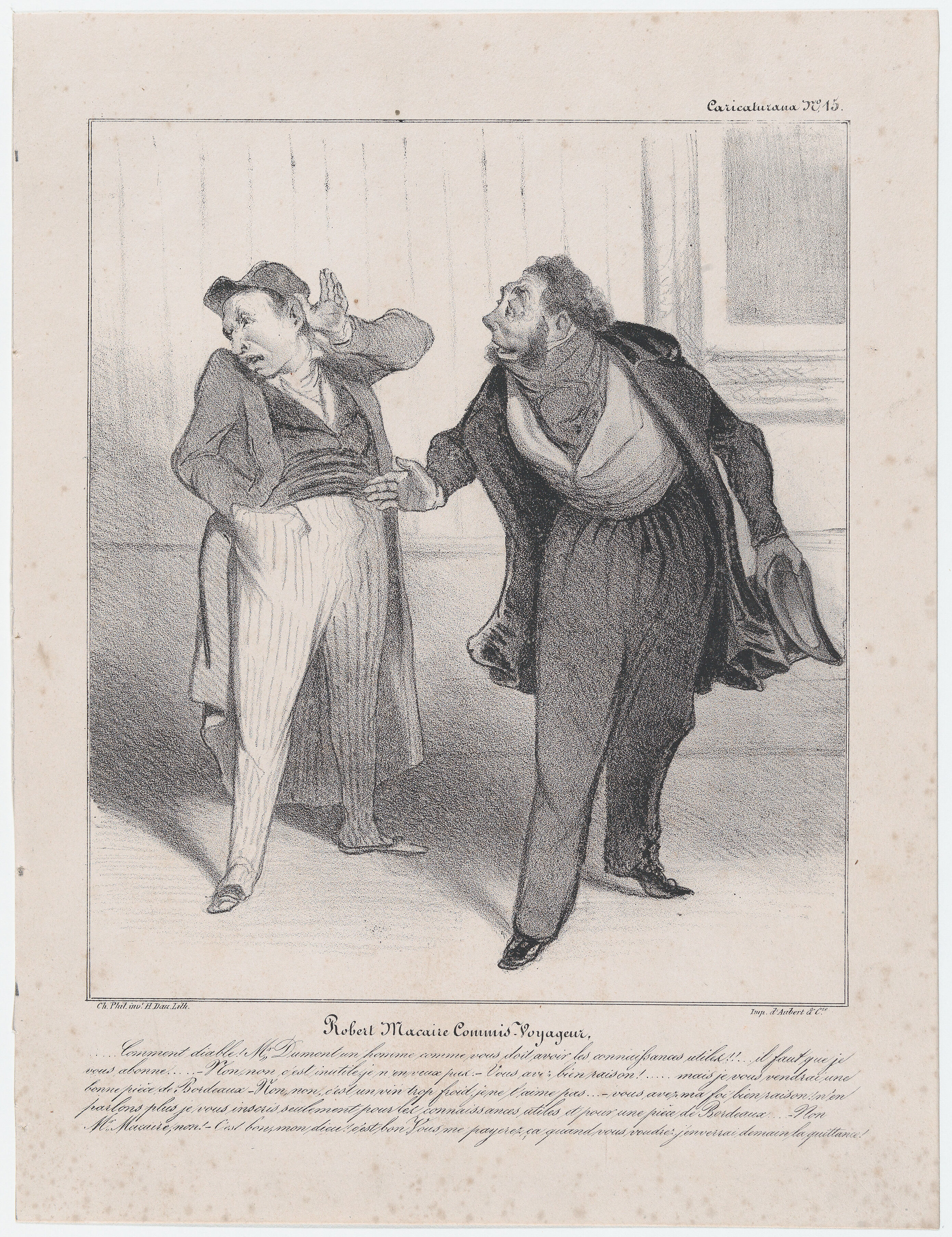 Plate 15: Robert Macaire, travelling salesman, from 'Caricaturana,' published in Les Robert Macaires, Honoré Daumier (French, Marseilles 1808–1879 Valmondois), Lithograph on wove paper; second state of two (Delteil) 