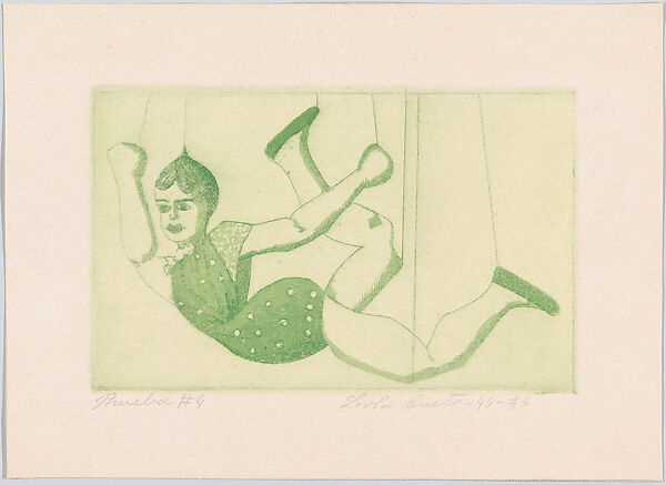 Circus Girl, from "Titeres Populares Mexicanos" (Mexican popular puppets), Lola Cueto (Mexican, 1897–1978), Etching and aquatint, proof impression in green 