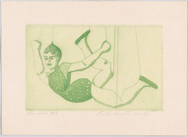 Circus Girl, from "Titeres Populares Mexicanos" (Mexican popular puppets), Lola Cueto  Mexican, Etching and aquatint, proof impression in green