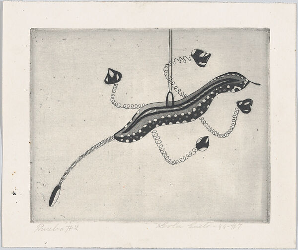 Lizard, from "Titeres Populares Mexicanos" (Mexican popular puppets), Lola Cueto (Mexican, 1897–1978), Etching, proof impression before cleaning plate 