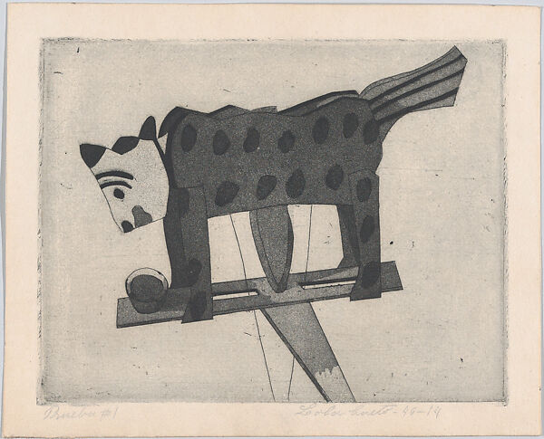 Panther, from "Titeres Populares Mexicanos" (Mexican popular puppets), Lola Cueto (Mexican, 1897–1978), Etching and aquatint, proof impression before burnishing aquatint 