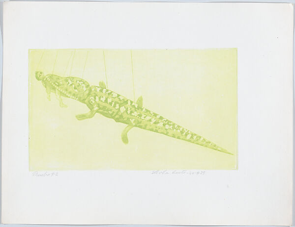 Crocodile, from "Titeres Populares Mexicanos" (Mexican popular puppets), Lola Cueto (Mexican, 1897–1978), Etching and aquatint, proof impression printed in lime green 