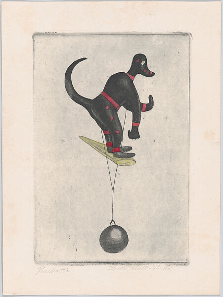A Monkey, from "Titeres Populares Mexicanos" (Mexican popular puppets), Lola Cueto (Mexican, 1897–1978), Etching and aquatint, hand colored proof impression 