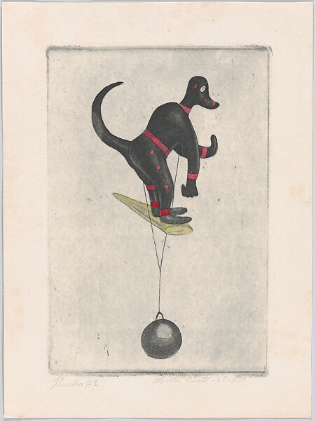 A Monkey, from "Titeres Populares Mexicanos" (Mexican popular puppets), Lola Cueto  Mexican, Etching and aquatint, hand colored proof impression