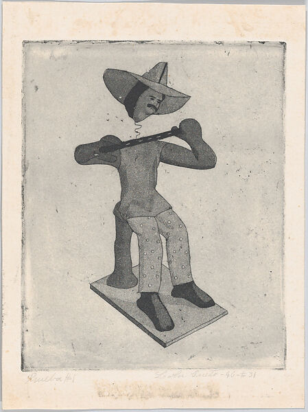 A flautist (flute player), from "Titeres Populares Mexicanos" (Mexican popular puppets), Lola Cueto (Mexican, 1897–1978), Etching and aquatint, proof 