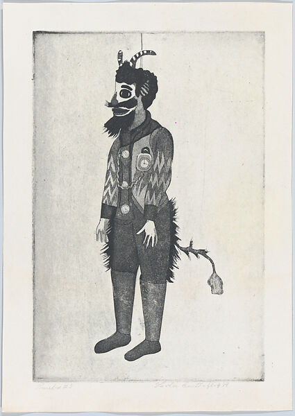 A devil, from "Titeres Populares Mexicanos" (Mexican popular puppets), Lola Cueto (Mexican, 1897–1978), Etching and aquatint, proof 