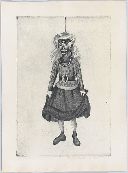 Death, from "Titeres Populares Mexicanos" (Mexican popular puppets), Lola Cueto (Mexican, 1897–1978), Etching and aquatint, proof 