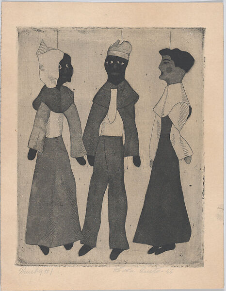 Three puppets, from "Titeres Populares Mexicanos" (Mexican popular puppets), Lola Cueto (Mexican, 1897–1978), Etching and aquatint, proof 