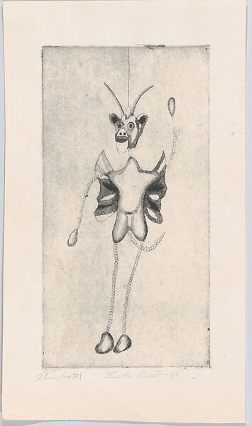 Devil with wings, from "Titeres Populares Mexicanos" (Mexican popular puppets), Lola Cueto (Mexican, 1897–1978), Etching and aquatint, proof 