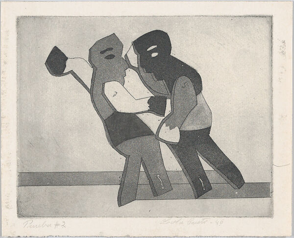 Boxers, from "Titeres Populares Mexicanos" (Mexican popular puppets), Lola Cueto (Mexican, 1897–1978), Etching and aquatint, proof 