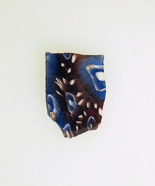Glass mosaic ribbed bowl fragment, Glass, Roman 