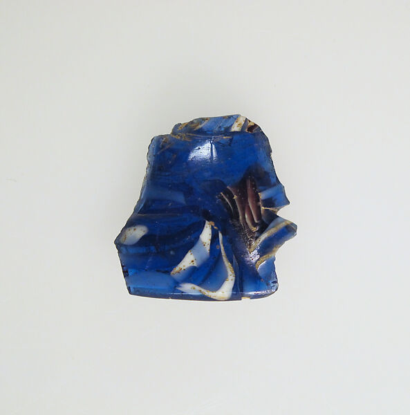 Glass mosaic base ring fragment, Glass, Roman 