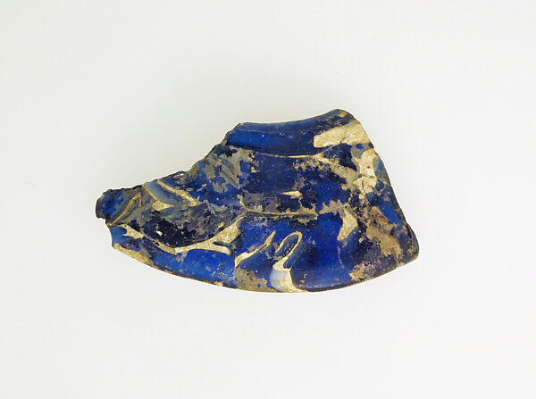 Glass mosaic base ring fragment, Glass, Roman 