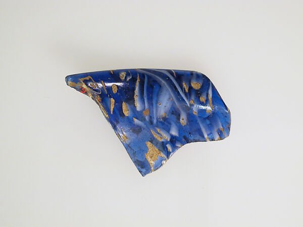 Glass mosaic ribbed bowl fragment, Glass, Roman 