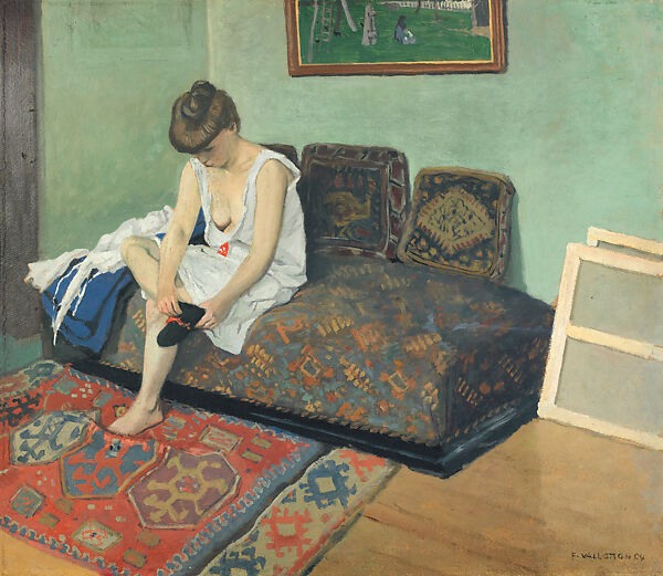 Model Sitting on a Divan in the Studio (Modèle assis sur le divan de l’atelier), Félix Vallotton (Swiss, Lausanne 1865–1925 Paris), Oil on cardboard 