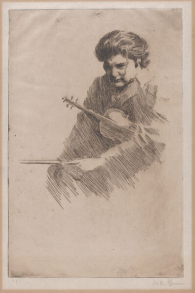 Portrait of a Violinist, Alexander A. Blum (American, 1889–1969), Etching 