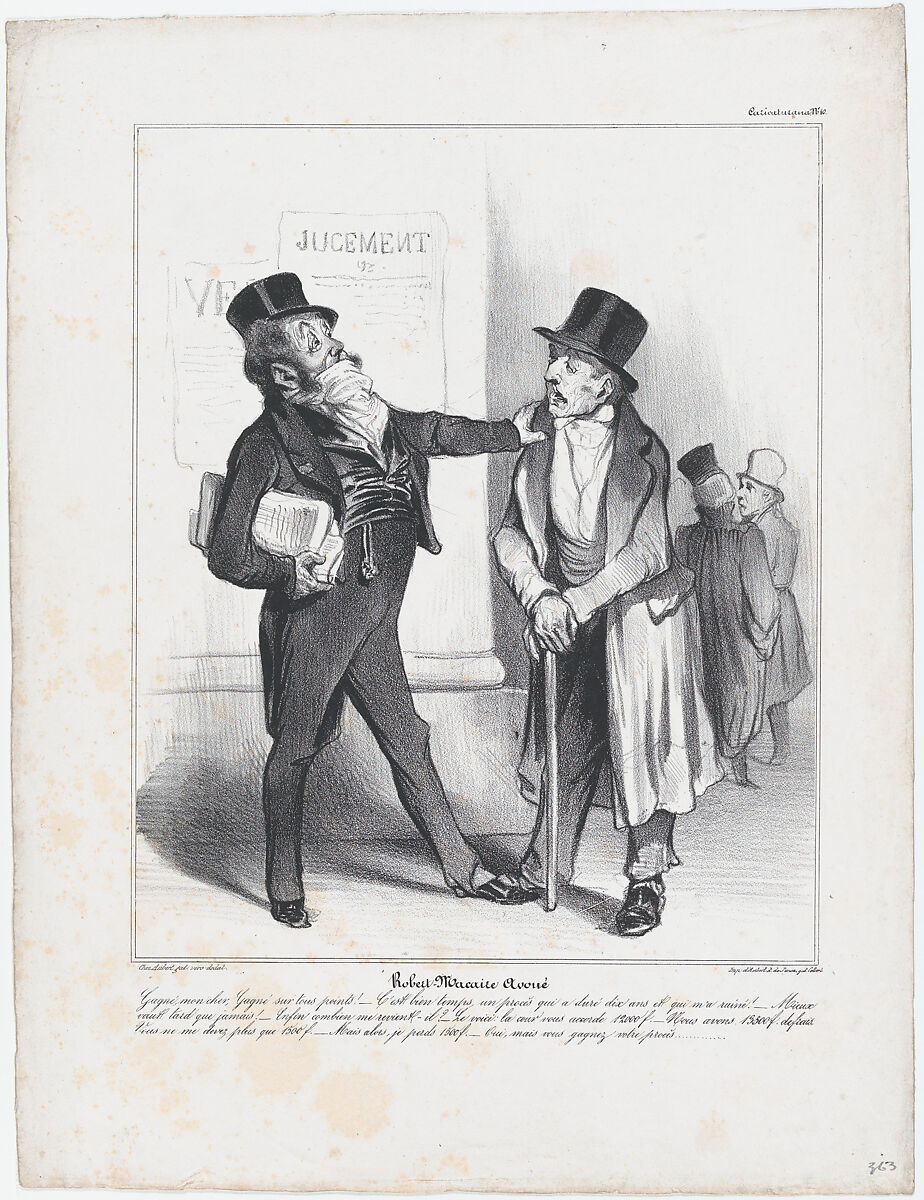 Plate 10: Robert Macaire, solicitor, from 'Caricaturana,' published in Les Robert Macaires, Honoré Daumier (French, Marseilles 1808–1879 Valmondois), Lithograph on wove paper; second state of three (Delteil) 