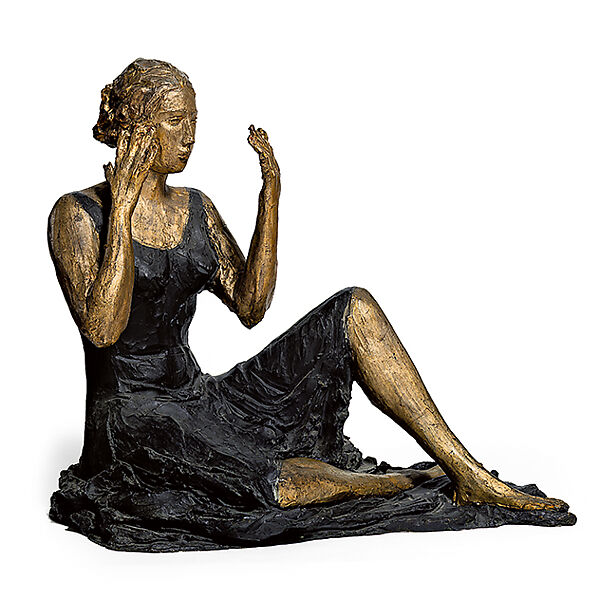 Seated Young Lady (Signorina Seduta), Lucio Fontana (Italian, 1899–1968), Painted bronze 