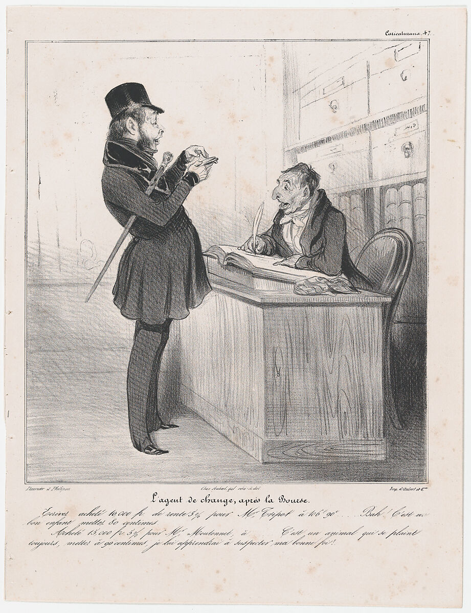 Plate 47: Stockbroker at the close of the day, from 'Caricaturana,' published in Les Robert Macaires, Honoré Daumier (French, Marseilles 1808–1879 Valmondois), Lithograph on wove paper; third state of three (Delteil) 
